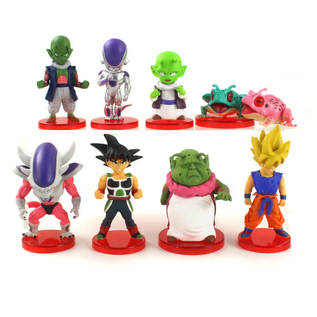 Kit 9 Figuras Juguetes Muñecos Dragon Ball Z Goku,Dende, Bardock, Freezer, Gran Patriarca