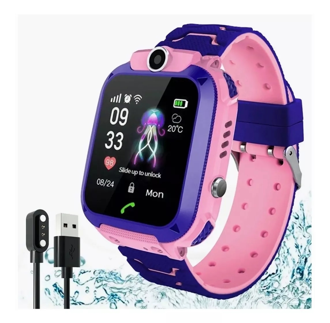 Niños Inteligente Posicionamiento Reloj Impermeable Rosa.