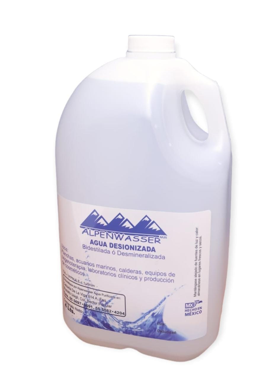 Agua Bidestilada Desionizada Envase 4 Lts
