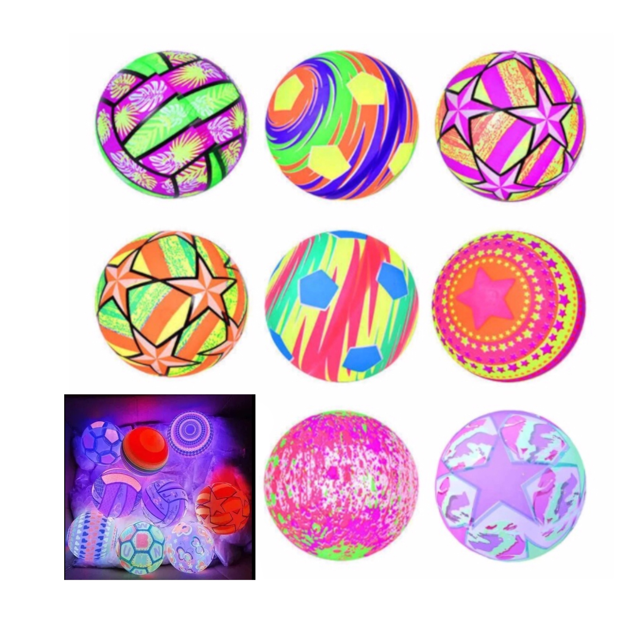 6 Pelotas Grandes Luminosa Neón Con Luz Led Regalo