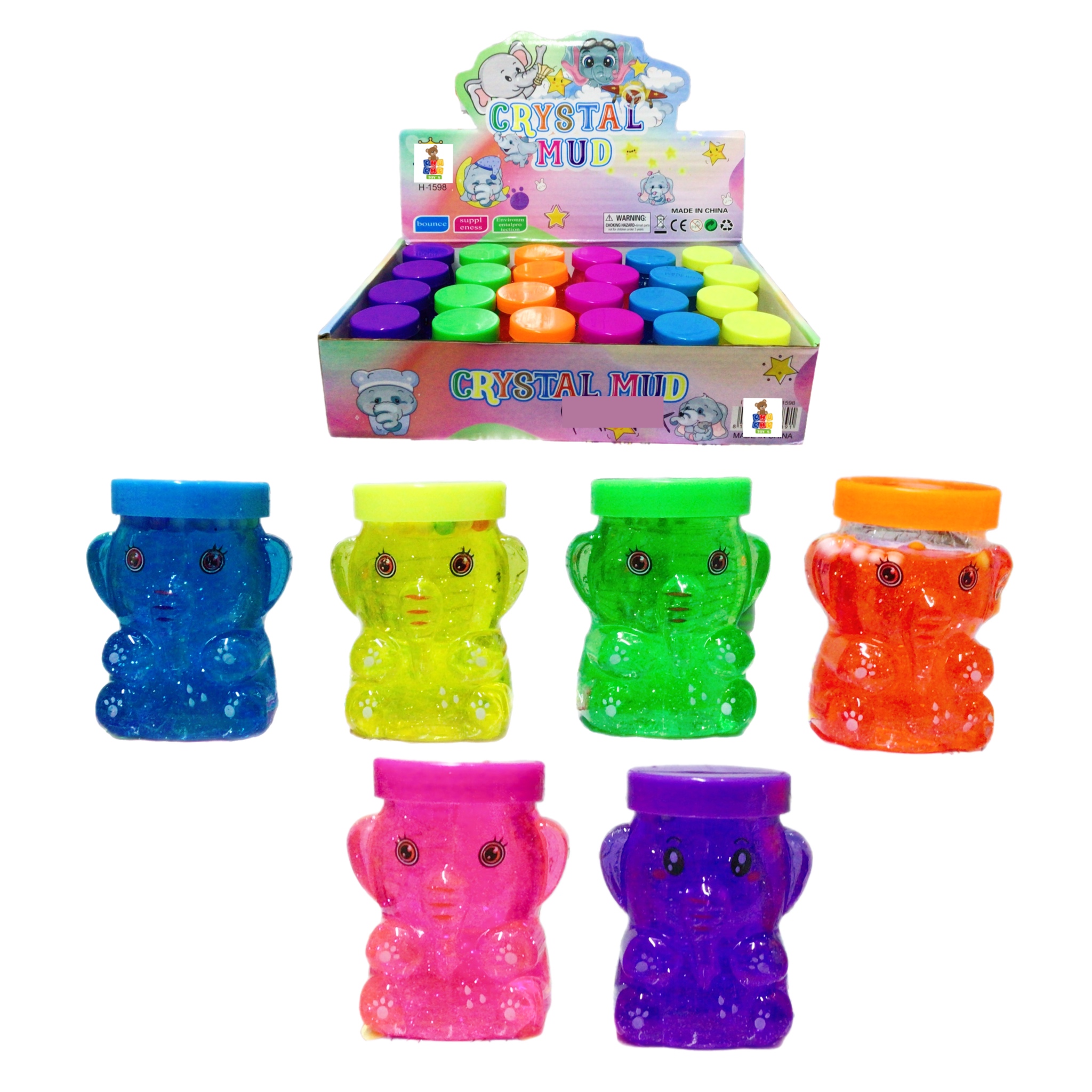 Slime Elefante Moco Gorila Brillos Caja Con 24pz
