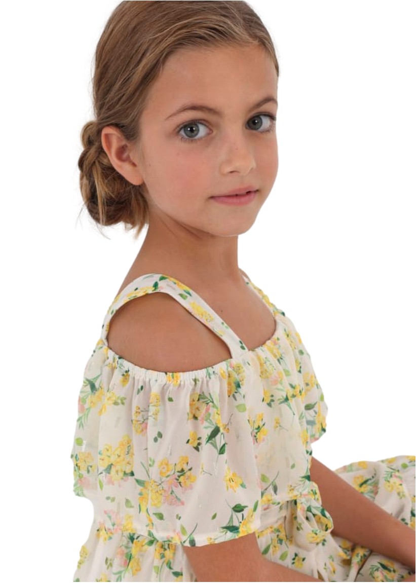 Vestido con estampado floral de gasa para chica marca Mayoral