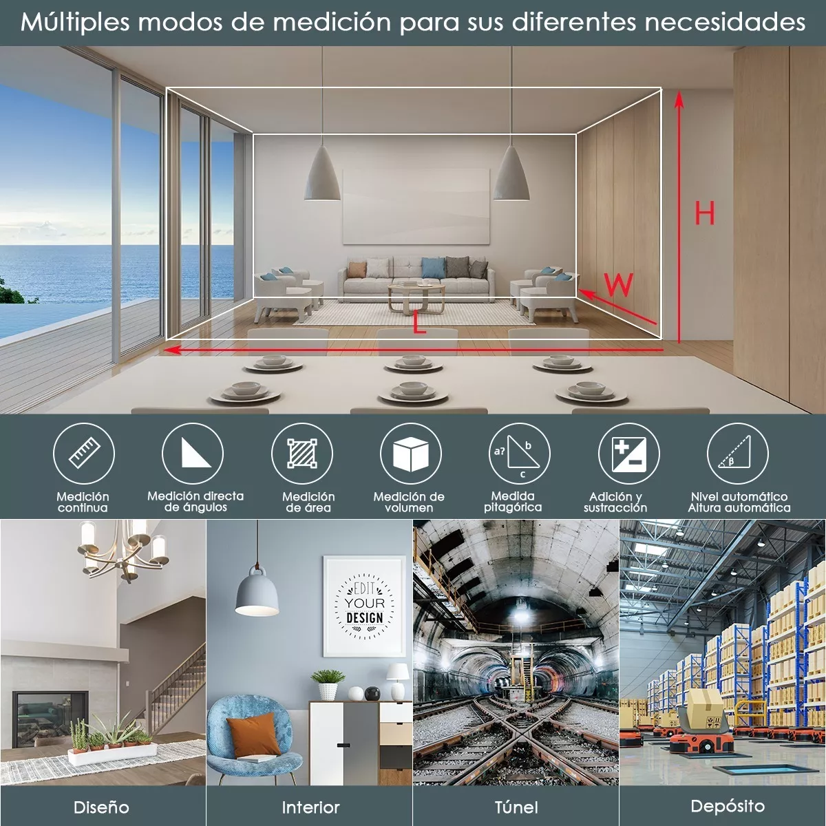 Medidor Láser Distancia 60 Metros Telémetro