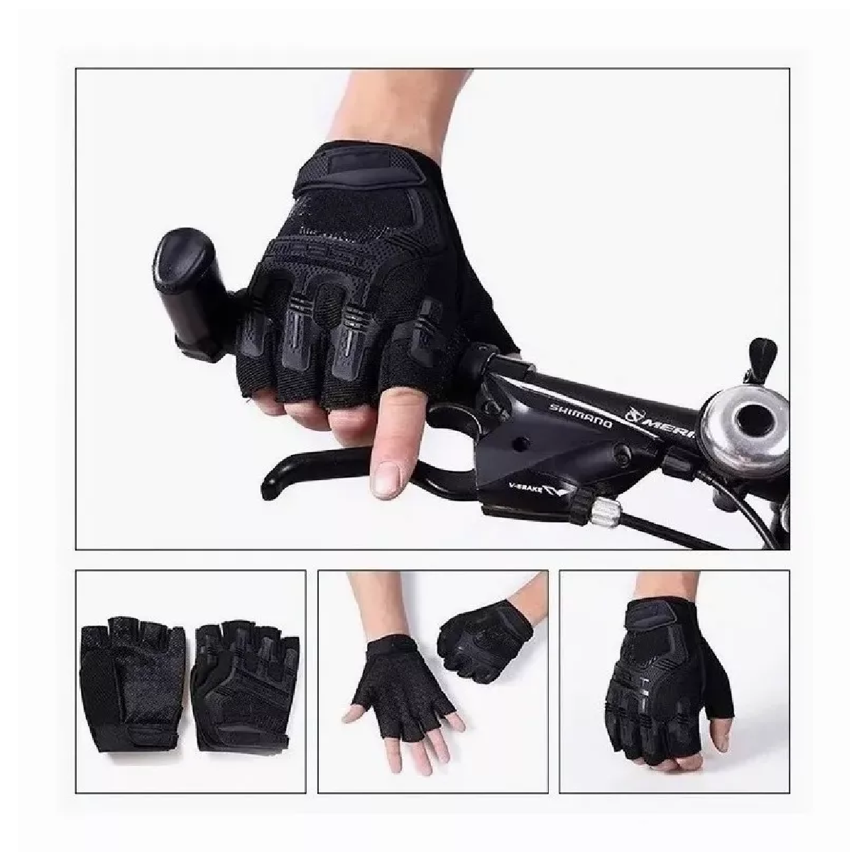 Guantes Tactico Nudillos Almohadillas Militar Medio Dedo Par