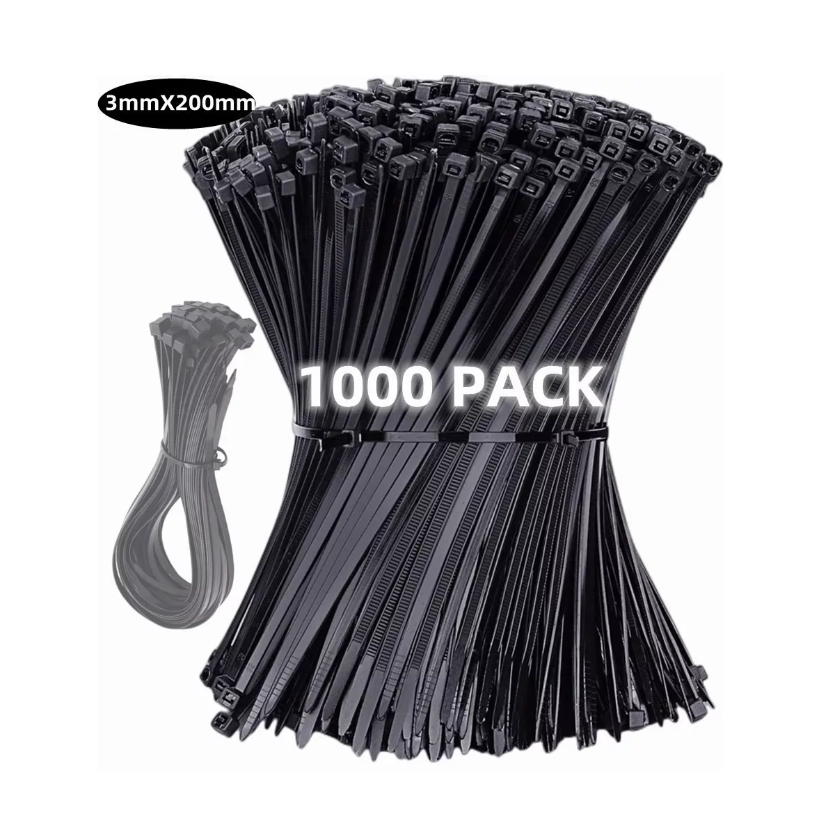 Kit Embalaje Cinchos Plasticos De Bridas Nailon 3mmx20cm,1000pcs