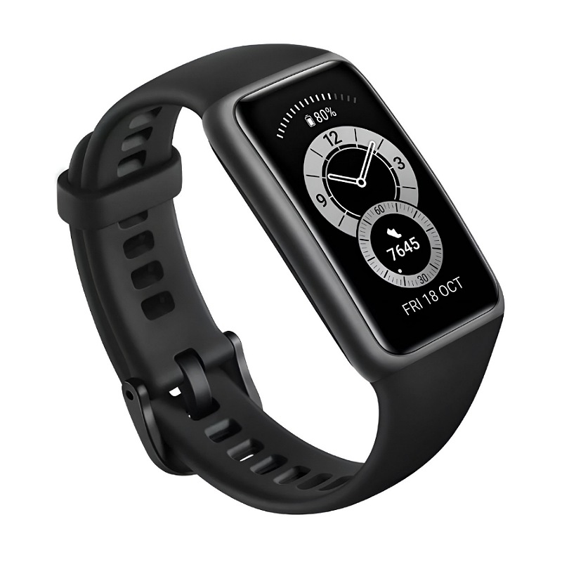 Huawei Band 6 1.47" caja de polímero dark gray, malla graphite black de silicona FRA-B19
