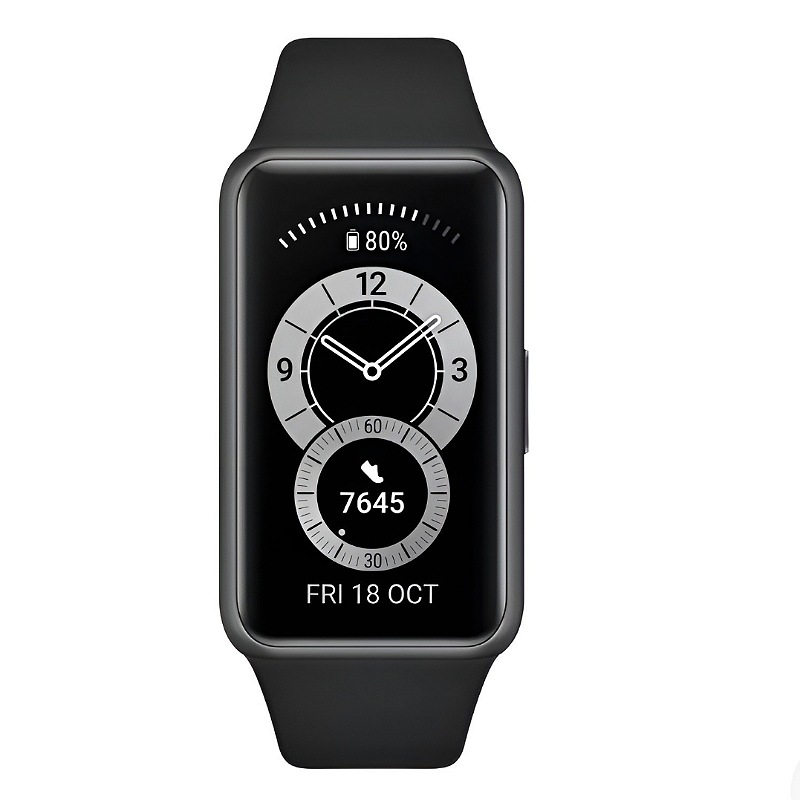 Huawei Band 6 1.47" caja de polímero dark gray, malla graphite black de silicona FRA-B19
