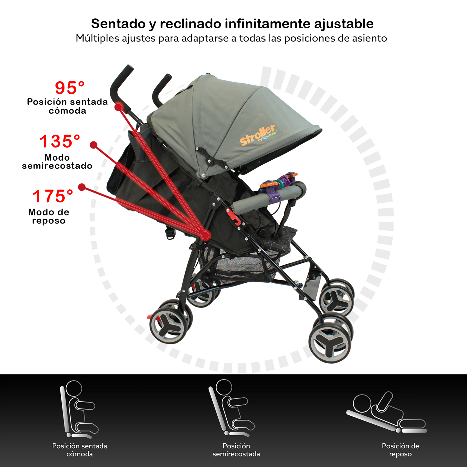 Carriola de bastón plegable para bebé KOOL BABY MOD. CAR-104