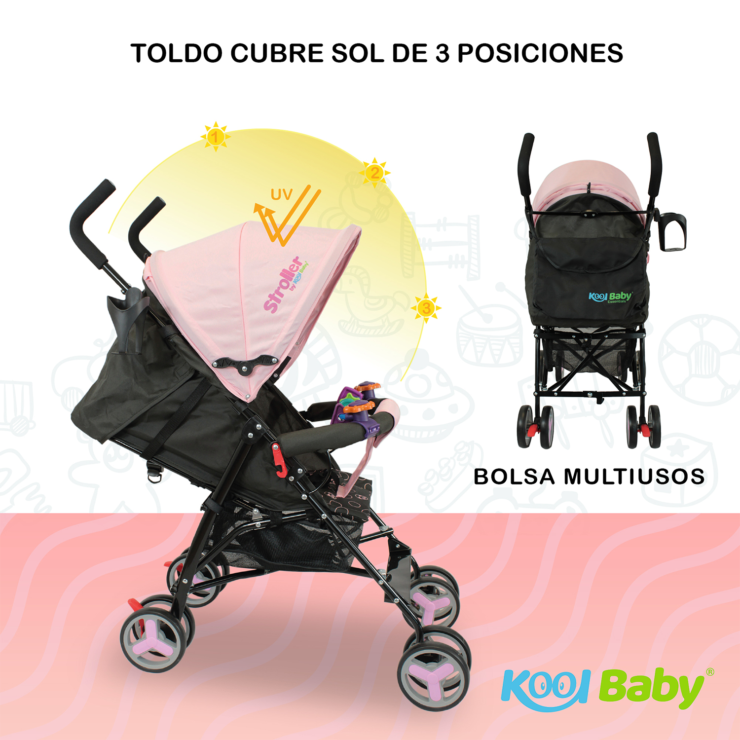 Carriola de bastón plegable para bebé KOOL BABY MOD. CAR-104