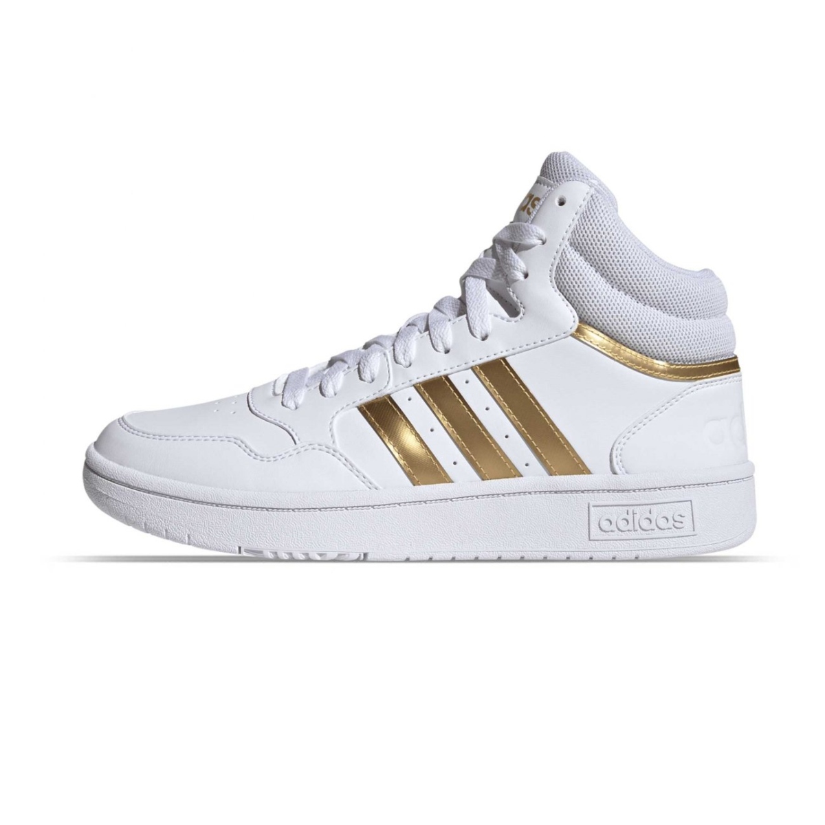 TENIS CASUAL ADIDAS HOOPS 3.0 MID HP7958 BLANCO/DORADO DE MUJER 