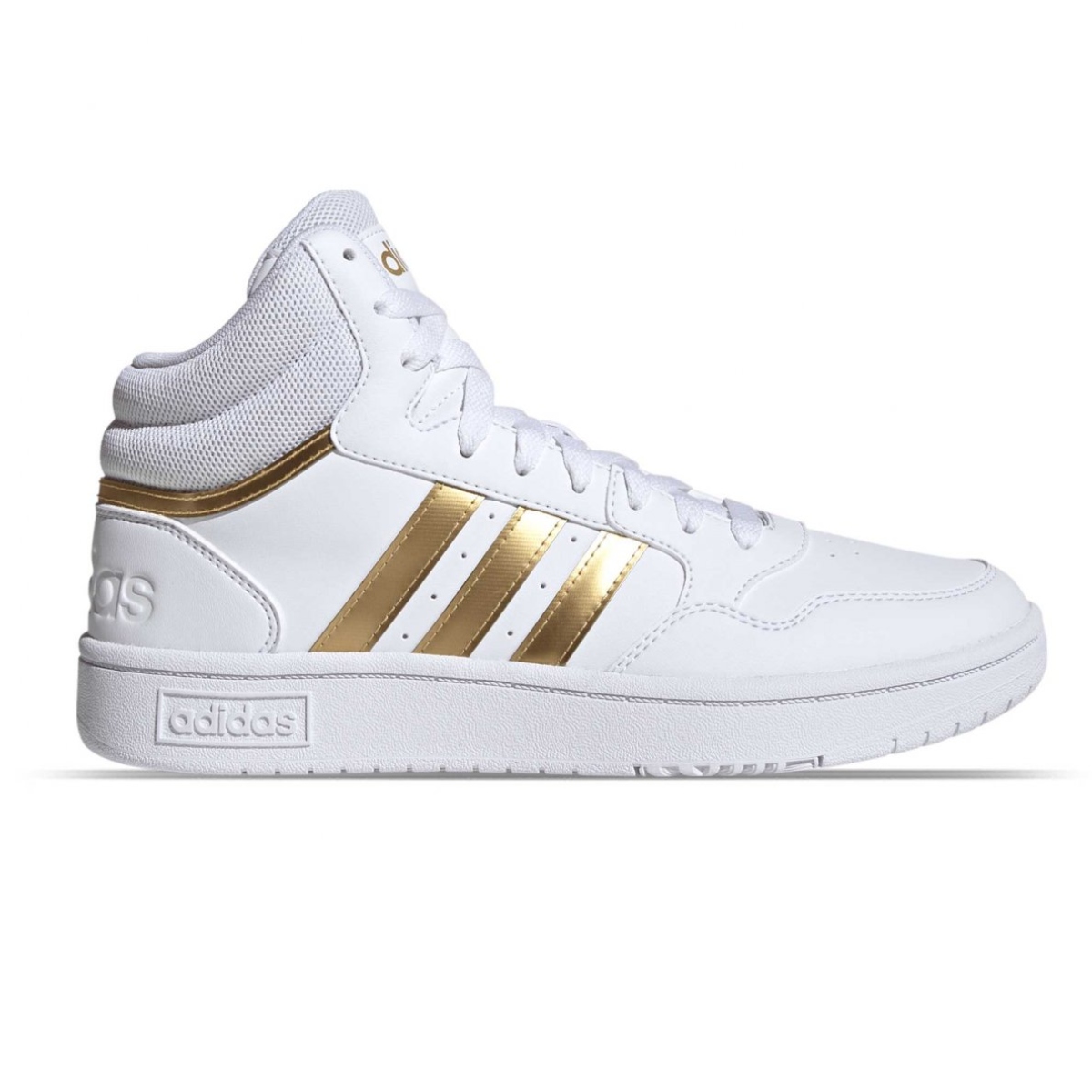 TENIS CASUAL ADIDAS HOOPS 3.0 MID HP7958 BLANCO/DORADO DE MUJER 