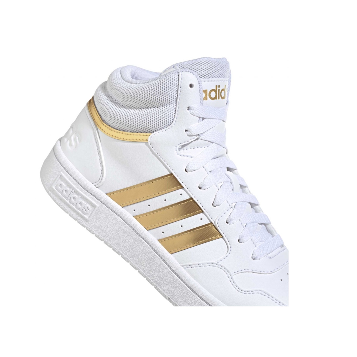 TENIS CASUAL ADIDAS HOOPS 3.0 MID HP7958 BLANCO/DORADO DE MUJER 
