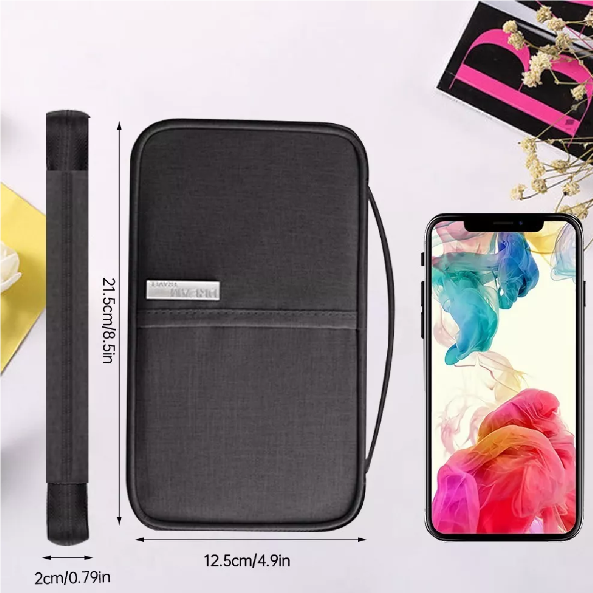 Cartera Porta Funda Pasaporte Documentos Visa Bolsa De Viaje Negro