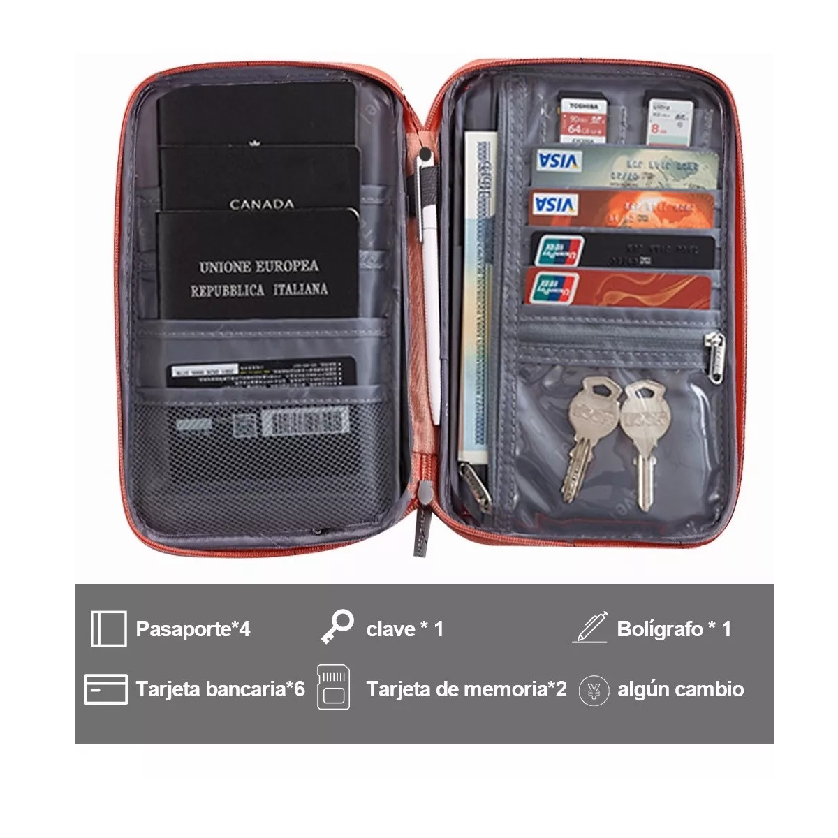 Cartera Porta Funda Pasaporte Documentos Visa Bolsa De Viaje Rosa