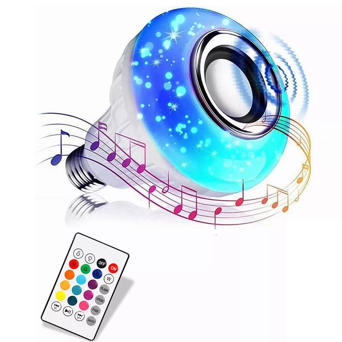 Foco Bocina Bluetooth 12w Rgb Bombilla Led Inteligente