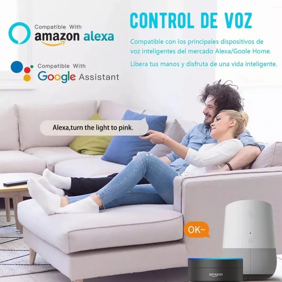 2 Focos Inteligentes Rgb Wifi Bombilla Alexa Google Siri 12w