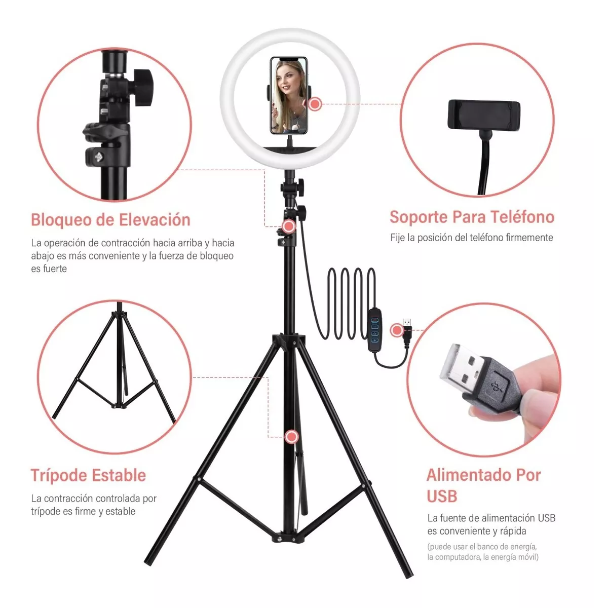 Aro De Luz Led De 10 Pulgadas Con Trípode Luz De Maquillaje