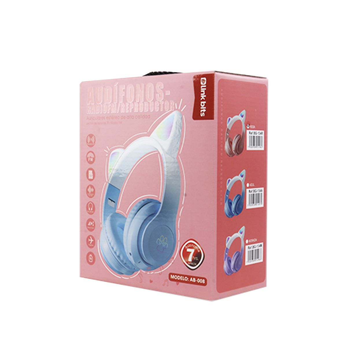 Audífonos Bluetooth con Orejitas de Gato Morado Link Bits BG-134M