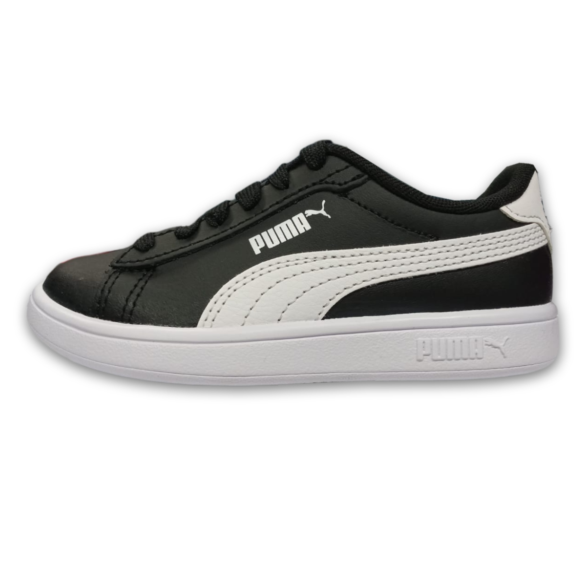 Zapatillas Deportivas Puma Smash Niños Negro Tira Velcro