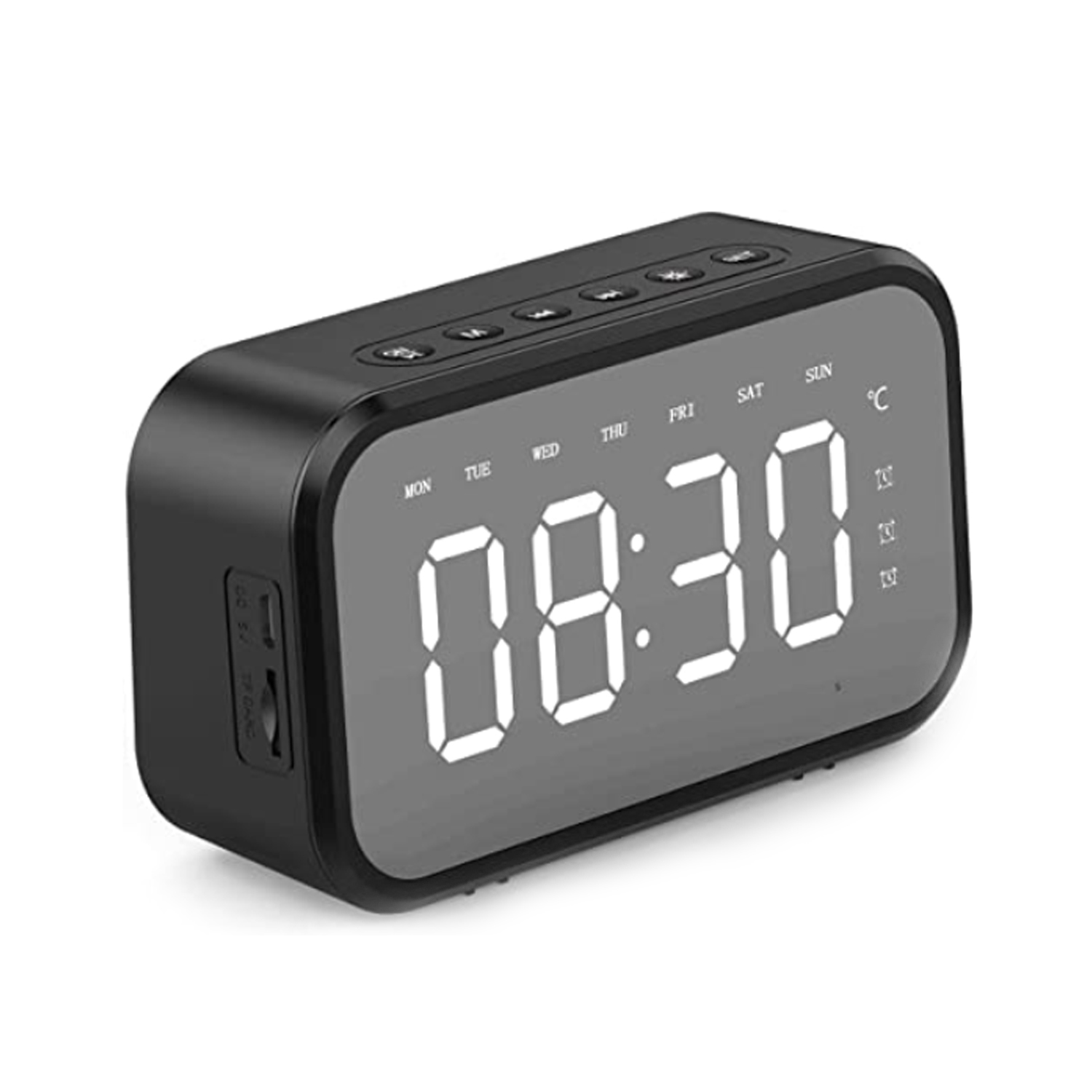 Reloj Despertador Digital Bocina Bluetooth Y Radio Fm Color Negro