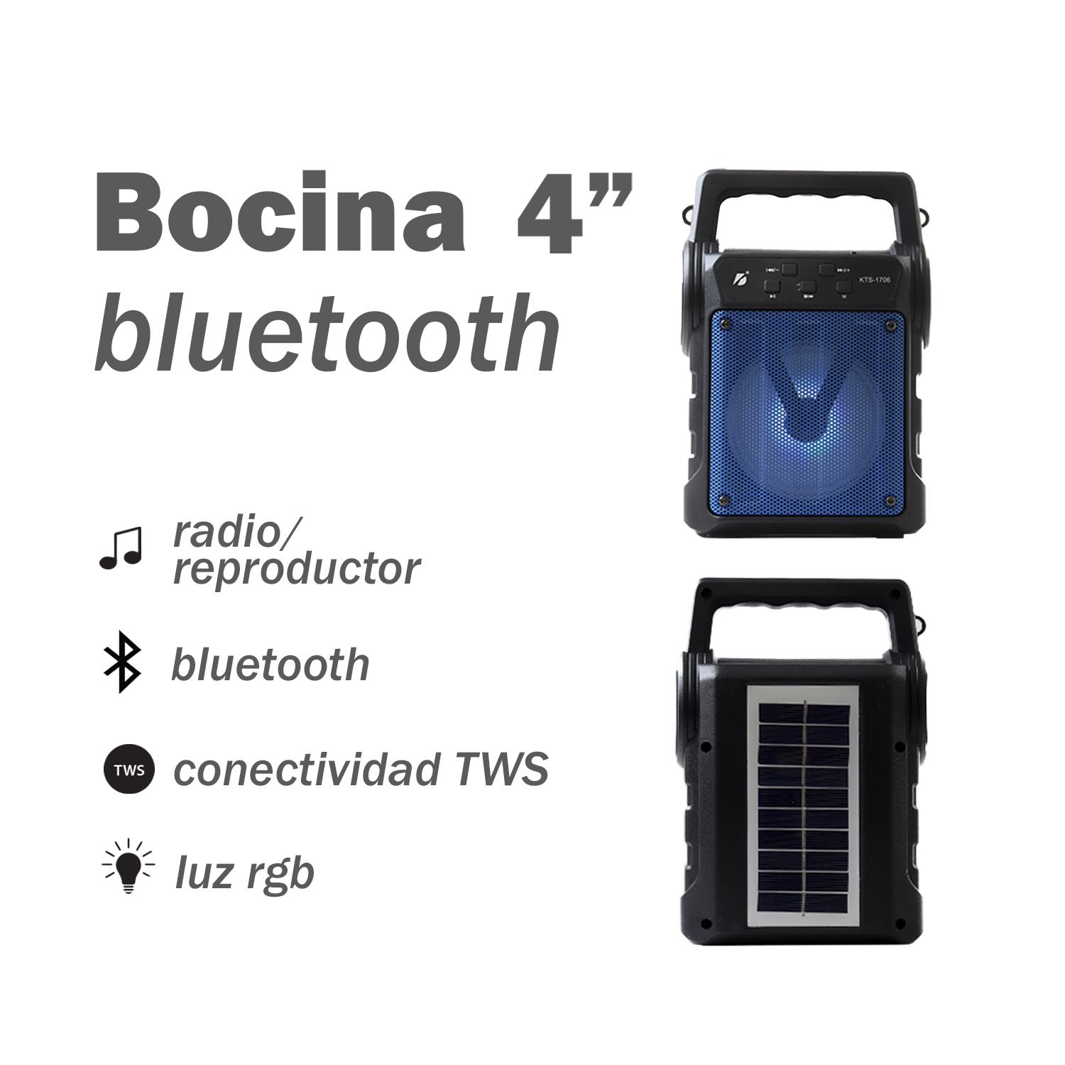 Bocina Bluetooth Portátil de 4" con Lámpara Integrada Link Bits KTS-1706