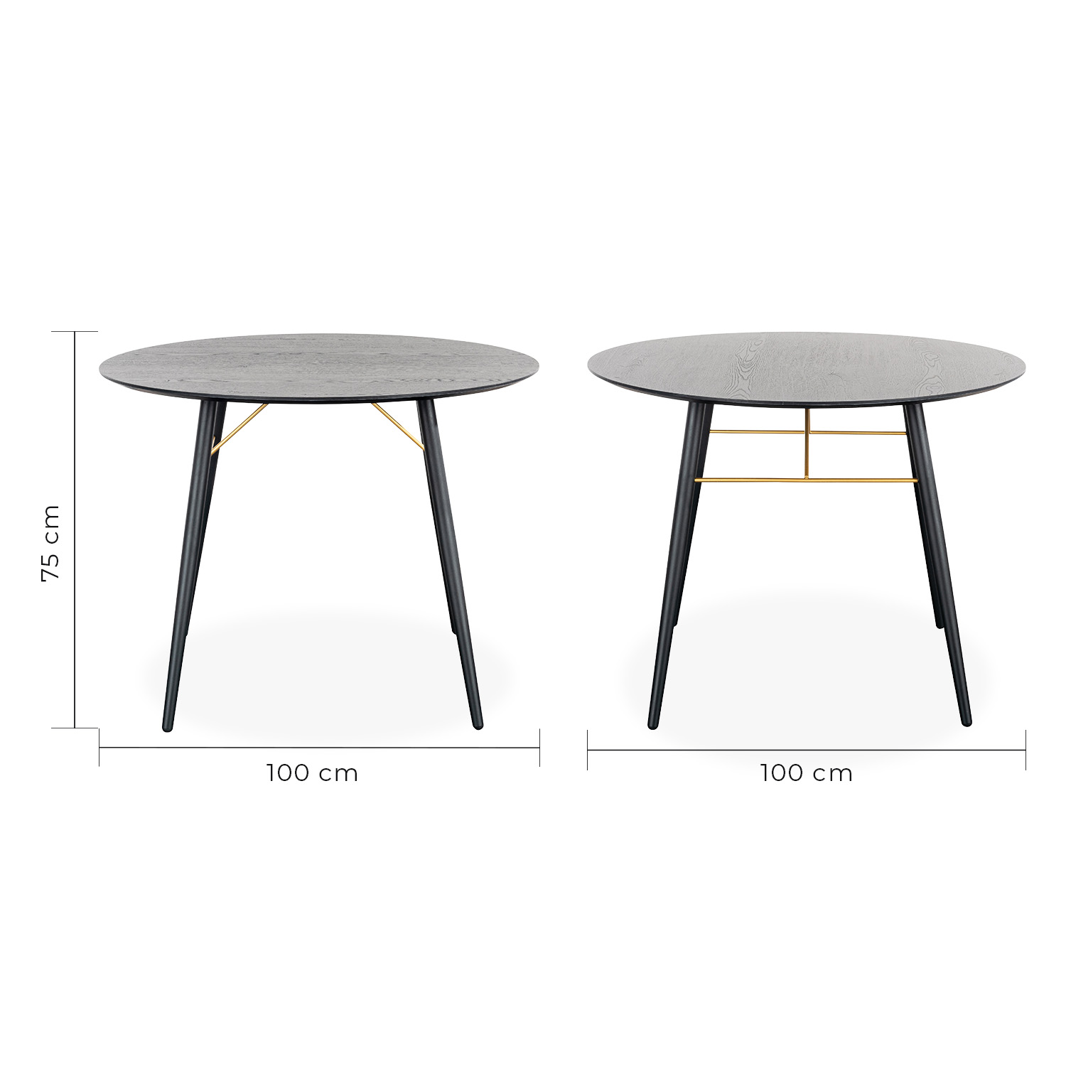 Mesa Comedor Redonda Onno Desayunador Moderno 100cm Negro Mundo In