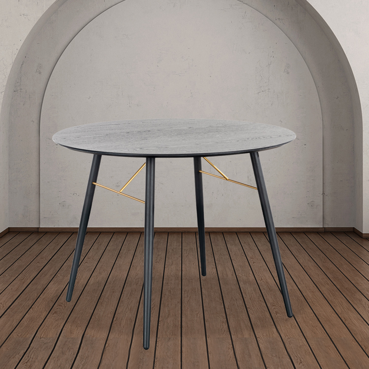 Mesa Comedor Redonda Onno Desayunador Moderno 100cm Negro Mundo In