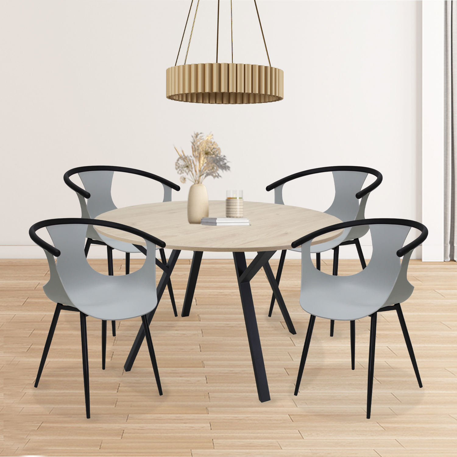 Mesa Comedor Redonda Sibari Encino Desayunador 120 cm Mundo In