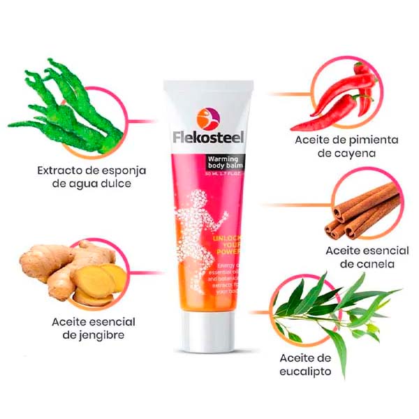 Flekosteel Bálsamo Corporal de Calentamiento de 50 ml - Pomada Antiinflamatoria