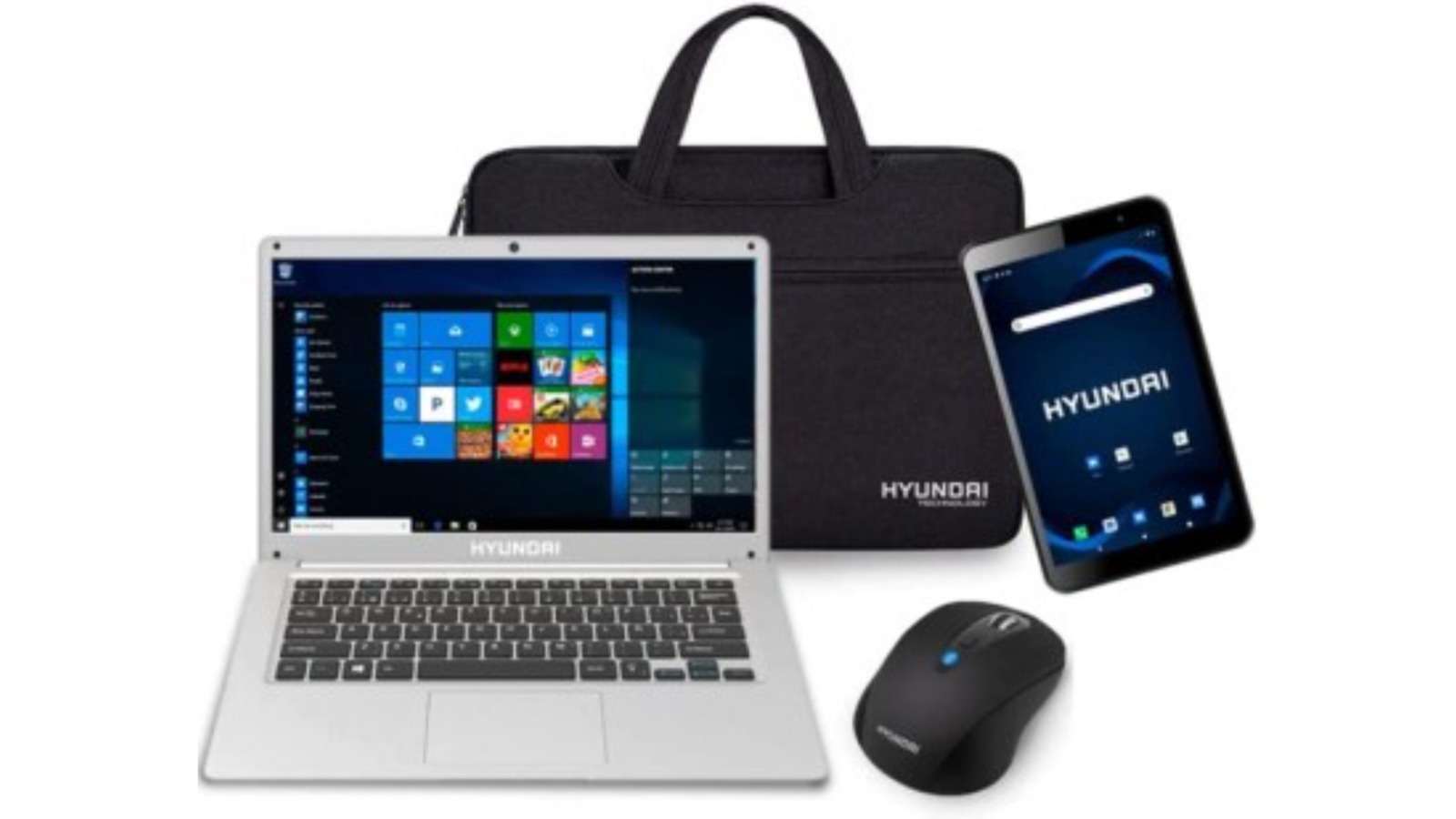 Bundle 4 en 1, Tableta, Laptop, Mouse y Malet HYUNDAI HT14CCIC4G8WB103, 14.1 Pulgadas, Intel Celeron, N4020, 4 GB, Windows 10 Home, 128 GB
