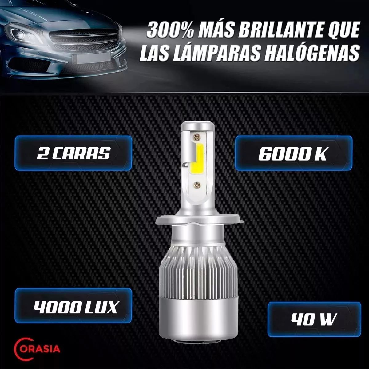 20 Focos Led H4 Faros Delanteros De 2 Lados Rayo C6 