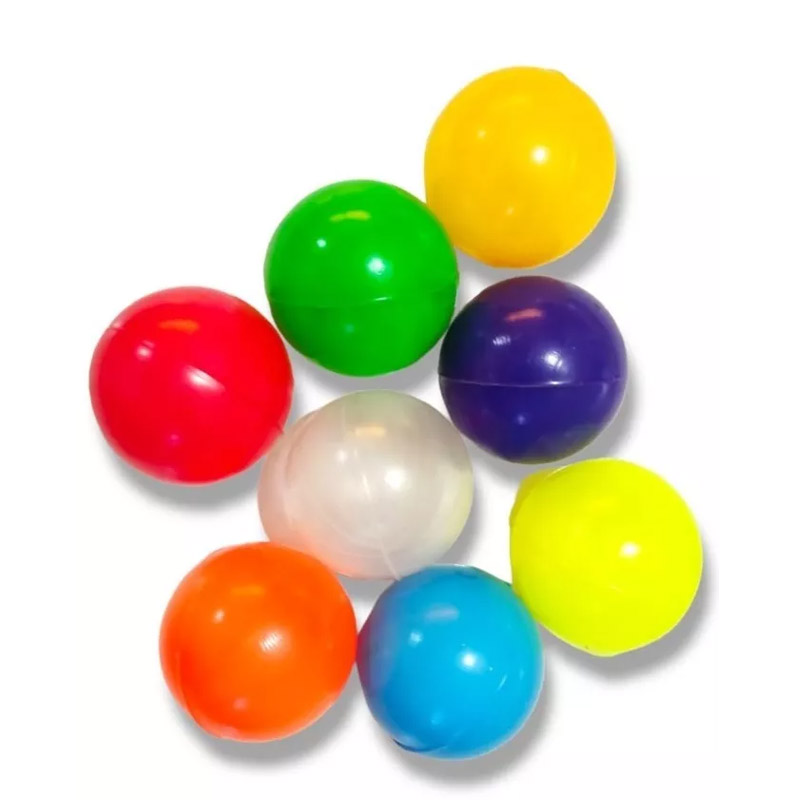 Pelotas de alberca, 7 colores surtidos, red con 100 pzas.