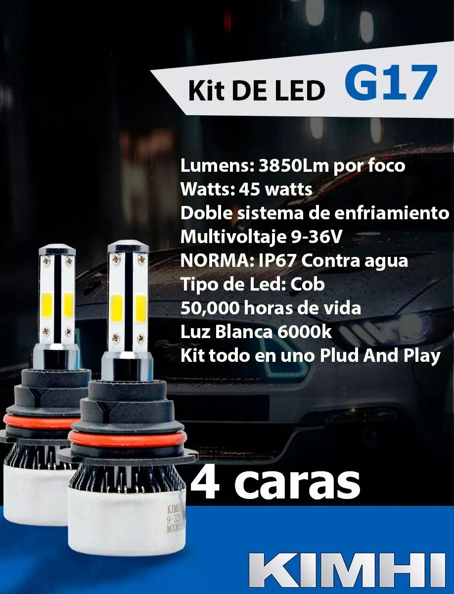 Kit Led G17 Con 4 Caras Principales Alta Baja H13