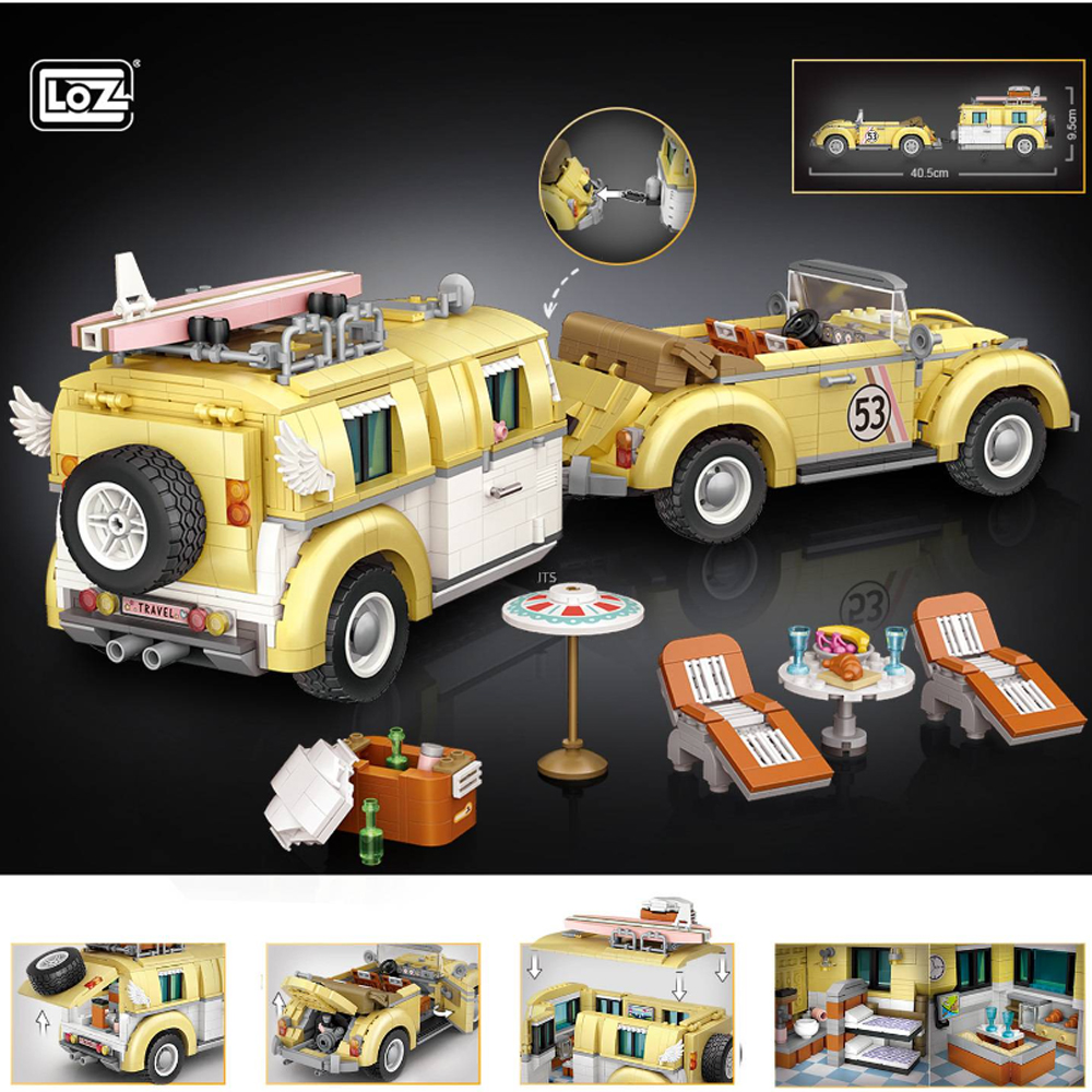 Mini Bloques De Construcción Armable Carro Con Remolque Loz