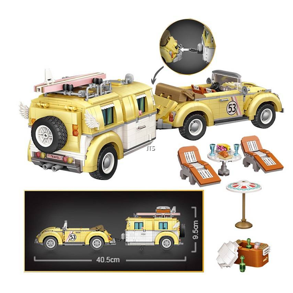 Mini Bloques De Construcción Armable Carro Con Remolque Loz