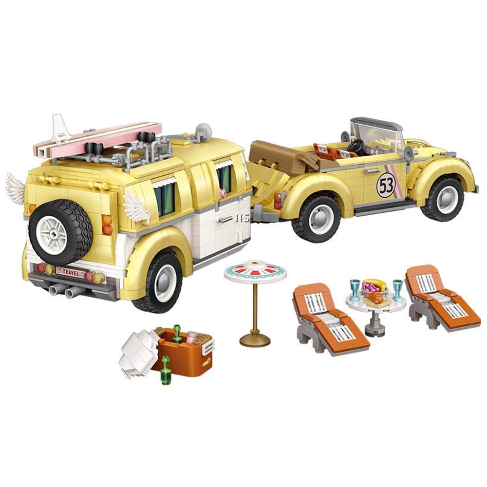 Mini Bloques De Construcción Armable Carro Con Remolque Loz