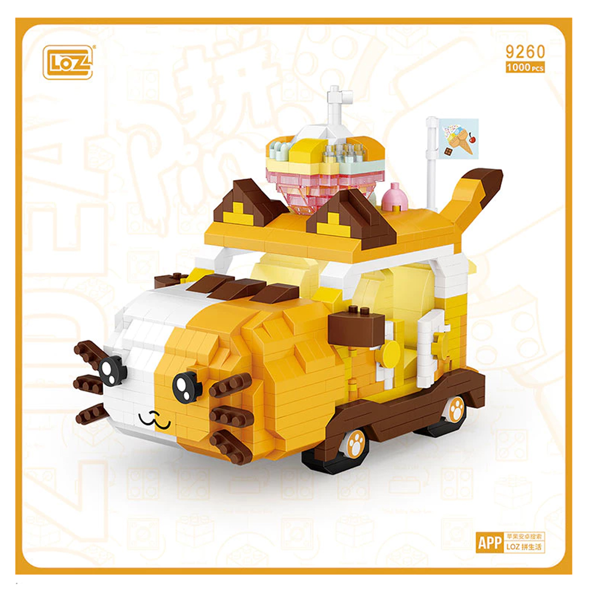 Mini Bloques De Construcción Diseño Coche Gato Loz 