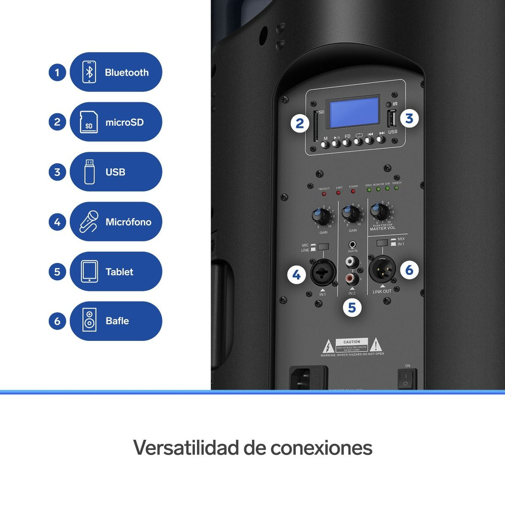 Bafle 10pulg 2500W PMPO Profesional Bluetooth Negro Steren