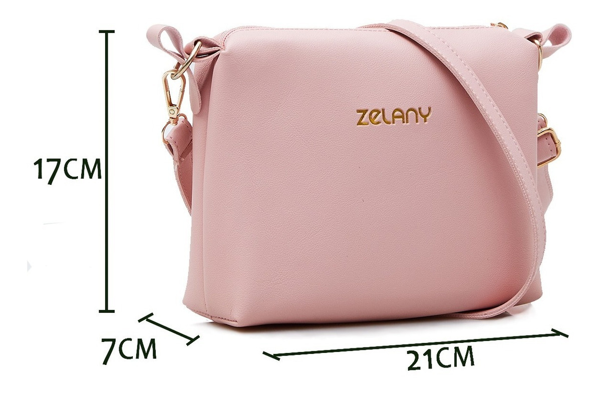 Set 3 Bolsas Bandolera Mujer Cosmetiquera Cartera Borla Logo VERDE CLARO