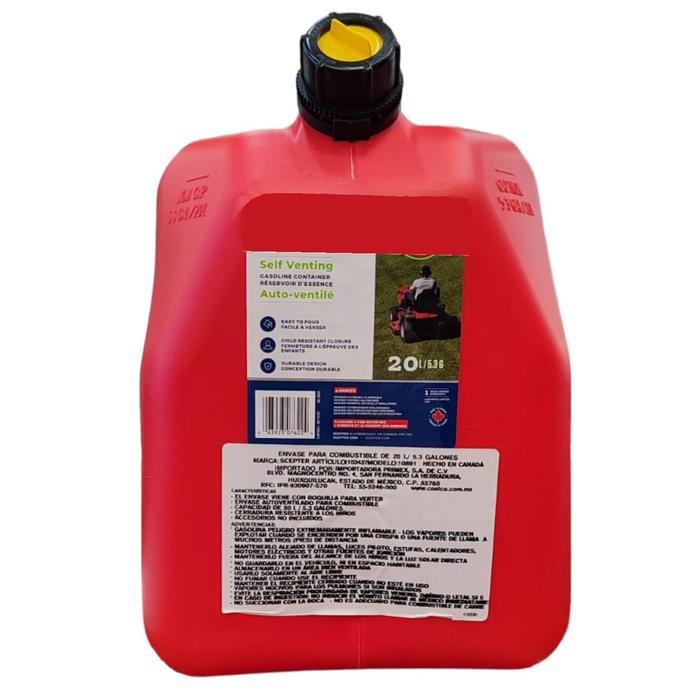 Envases Industriales MXPTF-006-4 10 Pzas 20L Diámetro 5cm Polietileno Tapa de Rosca Protección contra niños Rojo, FuelUltra