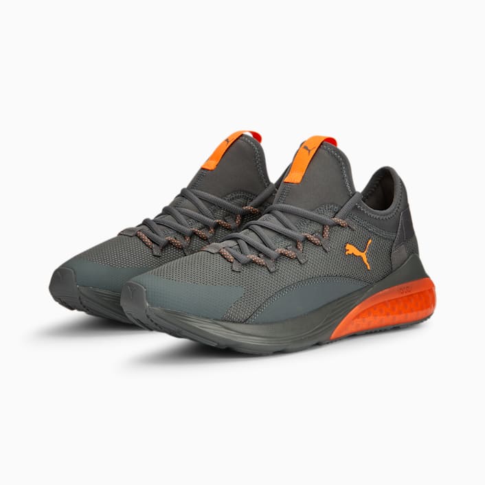 Tenis Puma Cell Vive Mesh Gris Naranja de Caballero Original