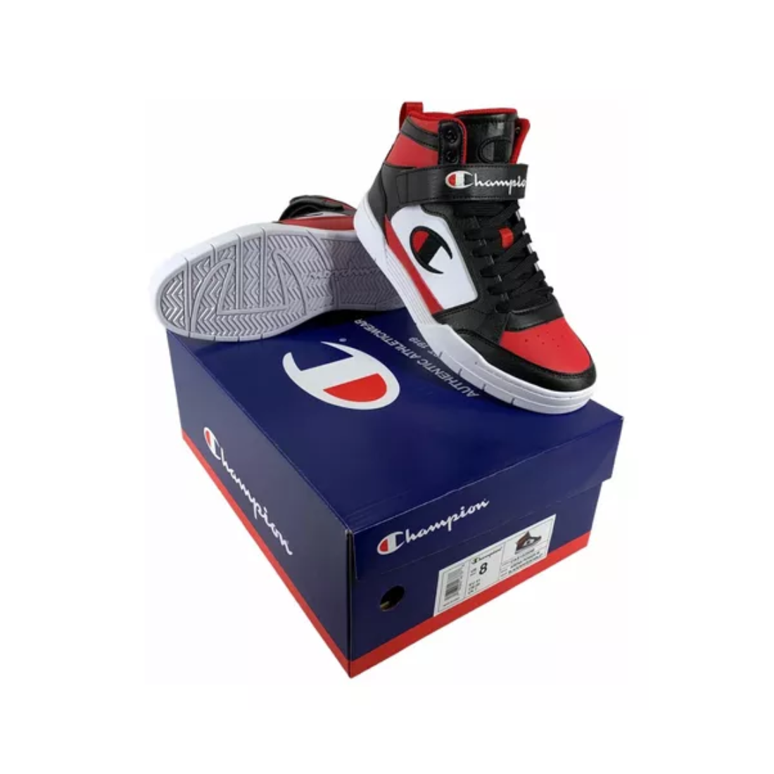 Tenis Bota Champion A. Power Hi Negro Rojo Blanco de Caballero Original