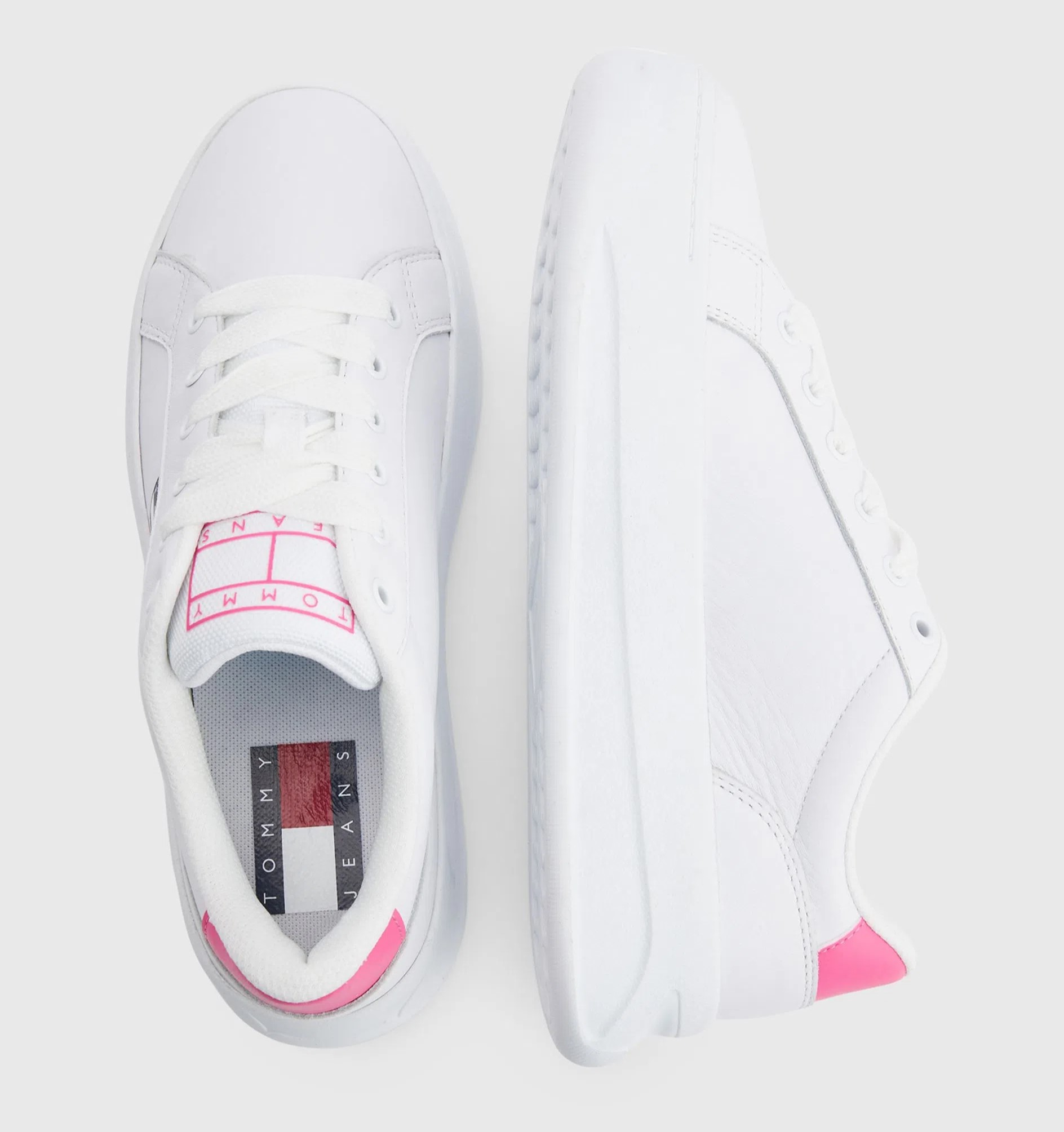 Tenis Tommy Jeans City Plataforma Blanco Rosa de Dama Original