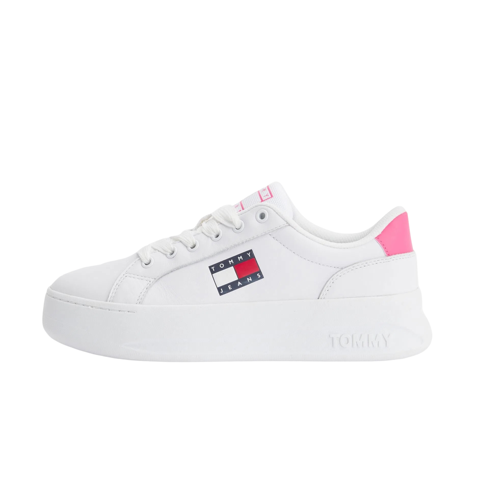 Tenis Tommy Jeans City Plataforma Blanco Rosa de Dama Original