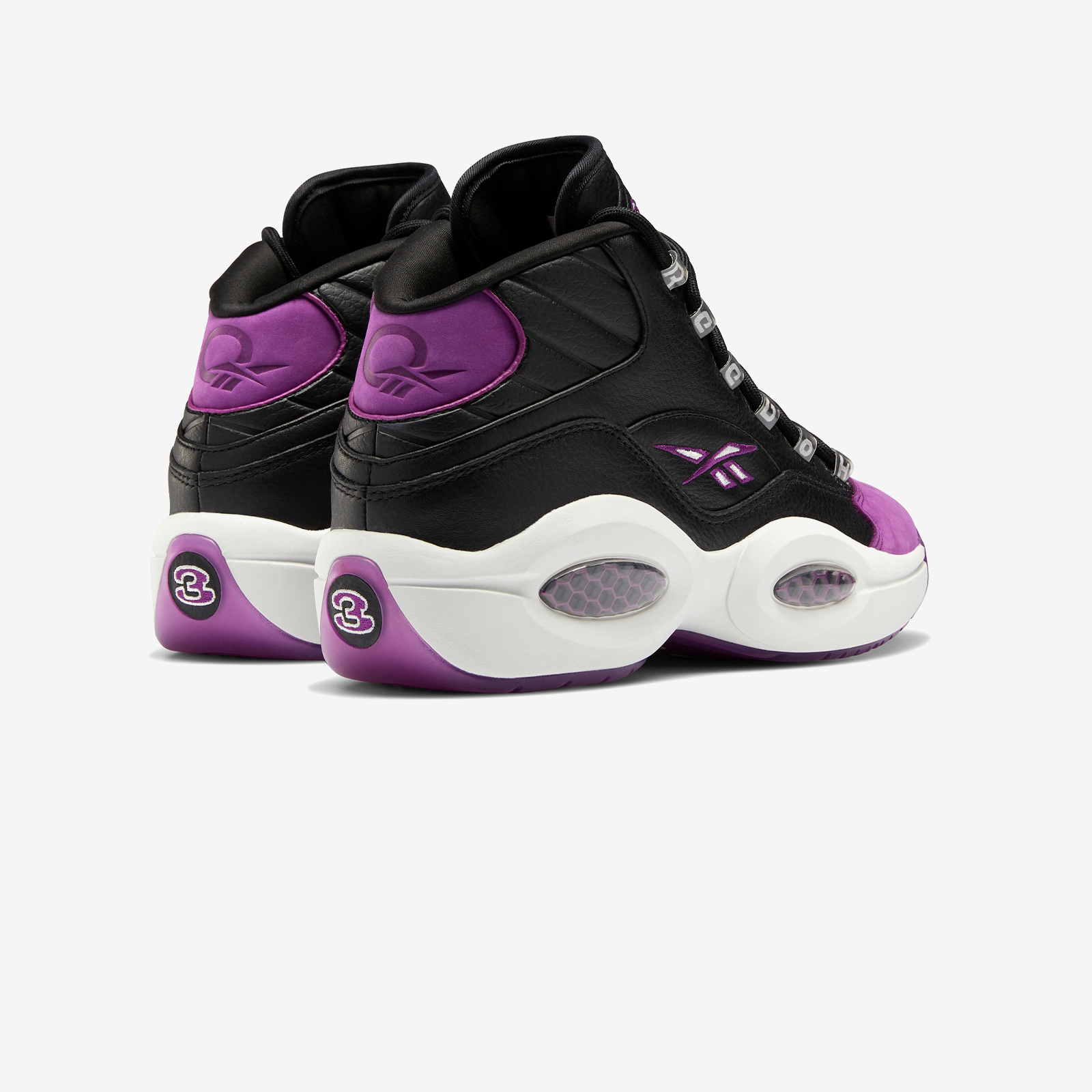 Tenis Reebok Question Mid Allen Iverson Negro Morado de Caballero Original