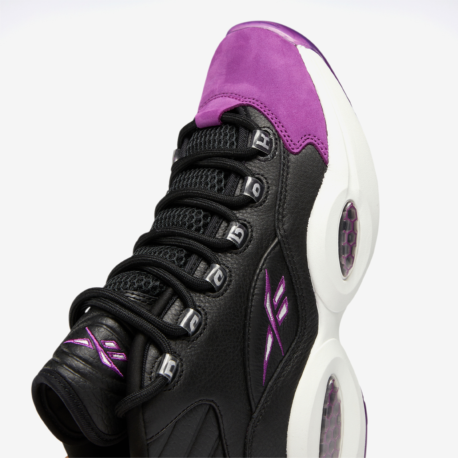 Tenis Reebok Question Mid Allen Iverson Negro Morado de Caballero Original