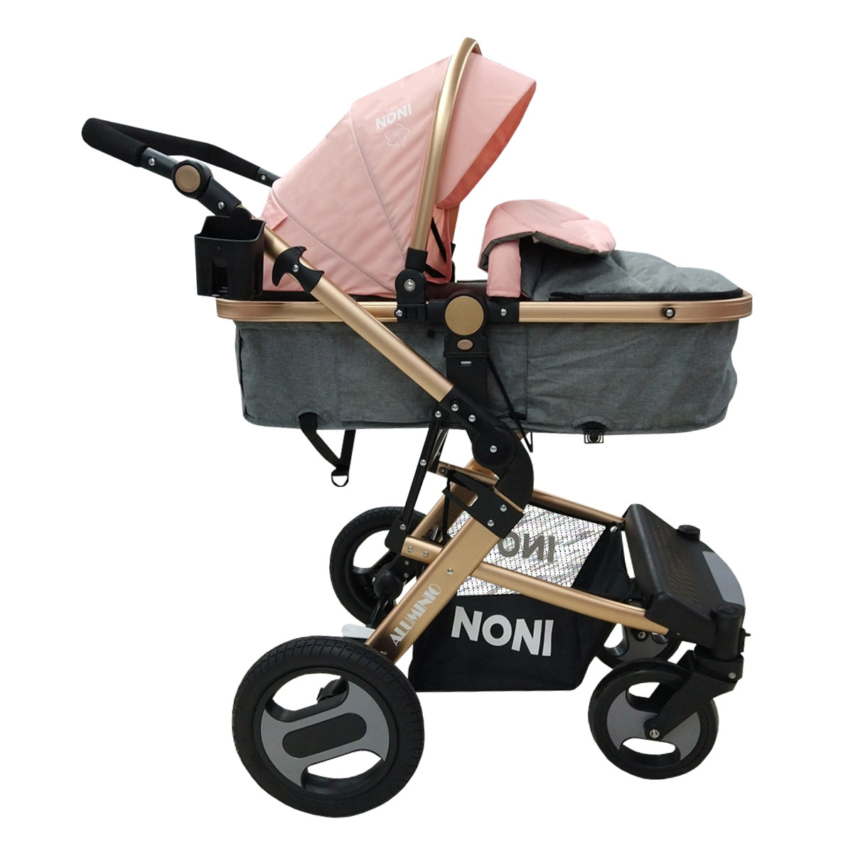 Sistema de Viaje Carriola Portabebe Angelin de Lujo 999-E Rosa Gris.