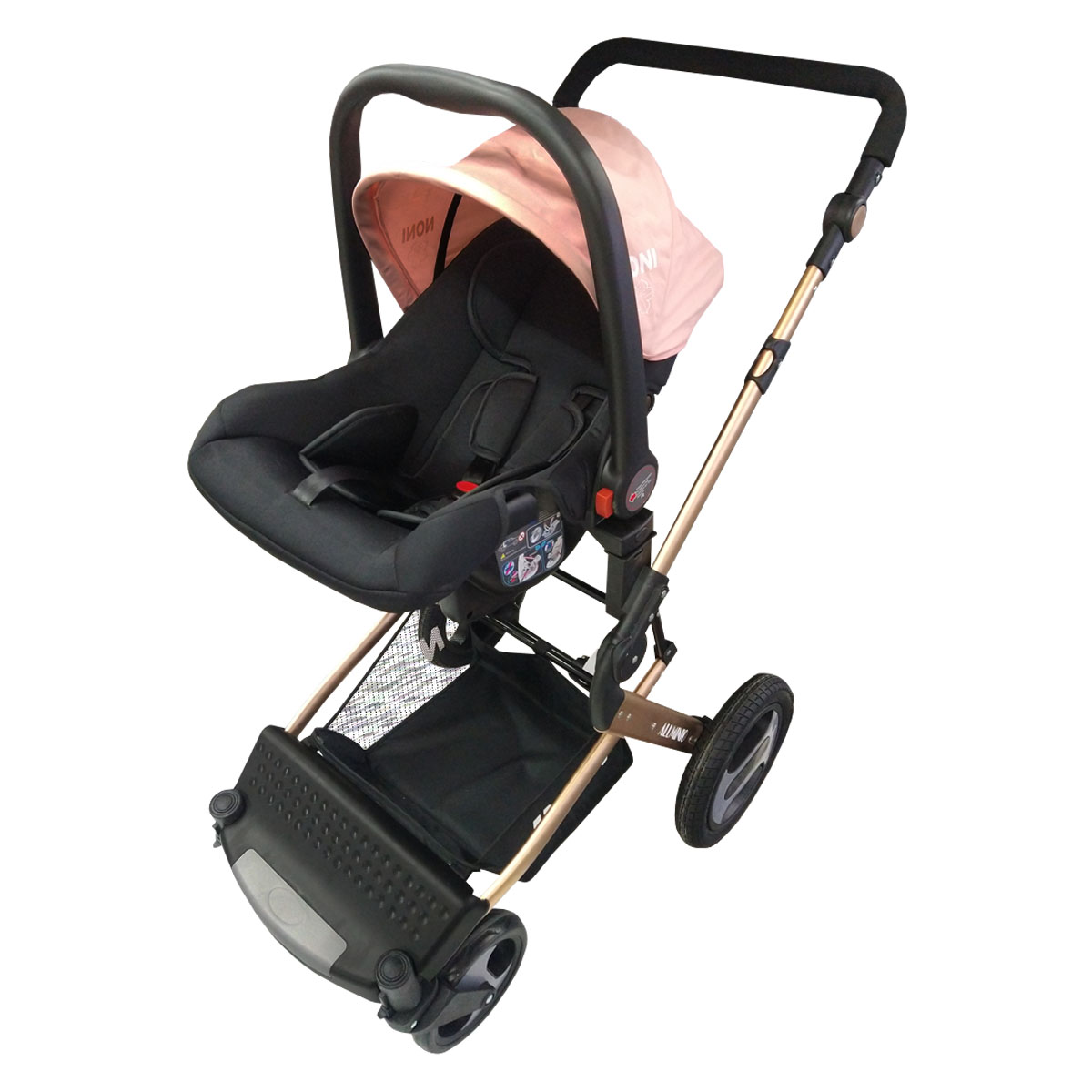 Sistema de Viaje Carriola Portabebe Angelin de Lujo 999-E Rosa Gris.