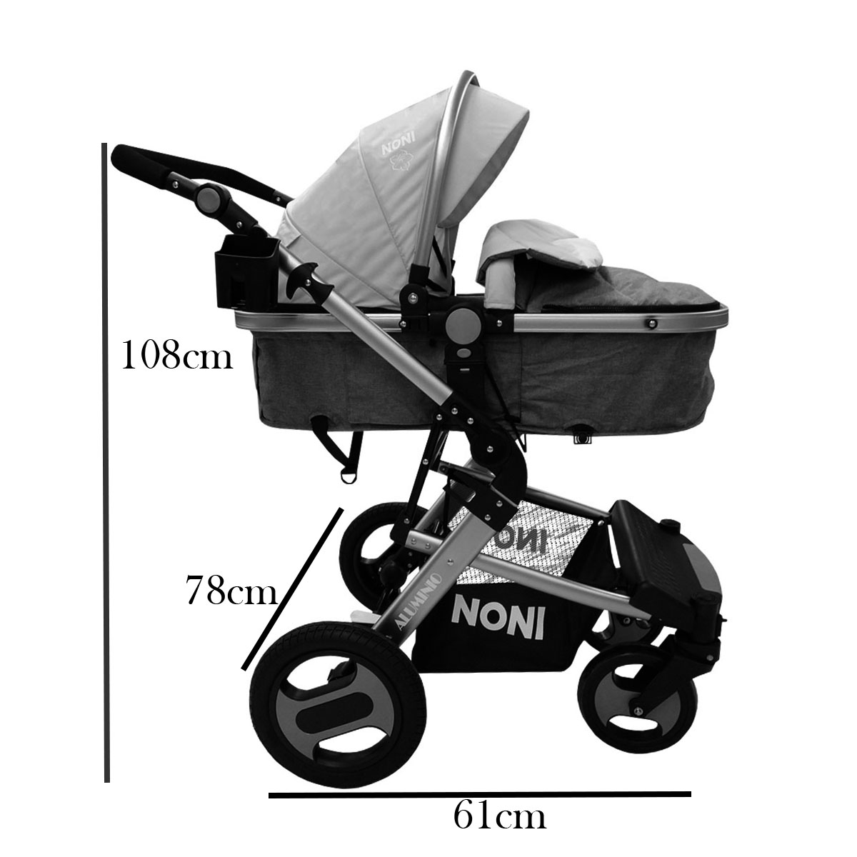Sistema de Viaje Carriola Portabebe Angelin de Lujo 999-E Rosa Gris.