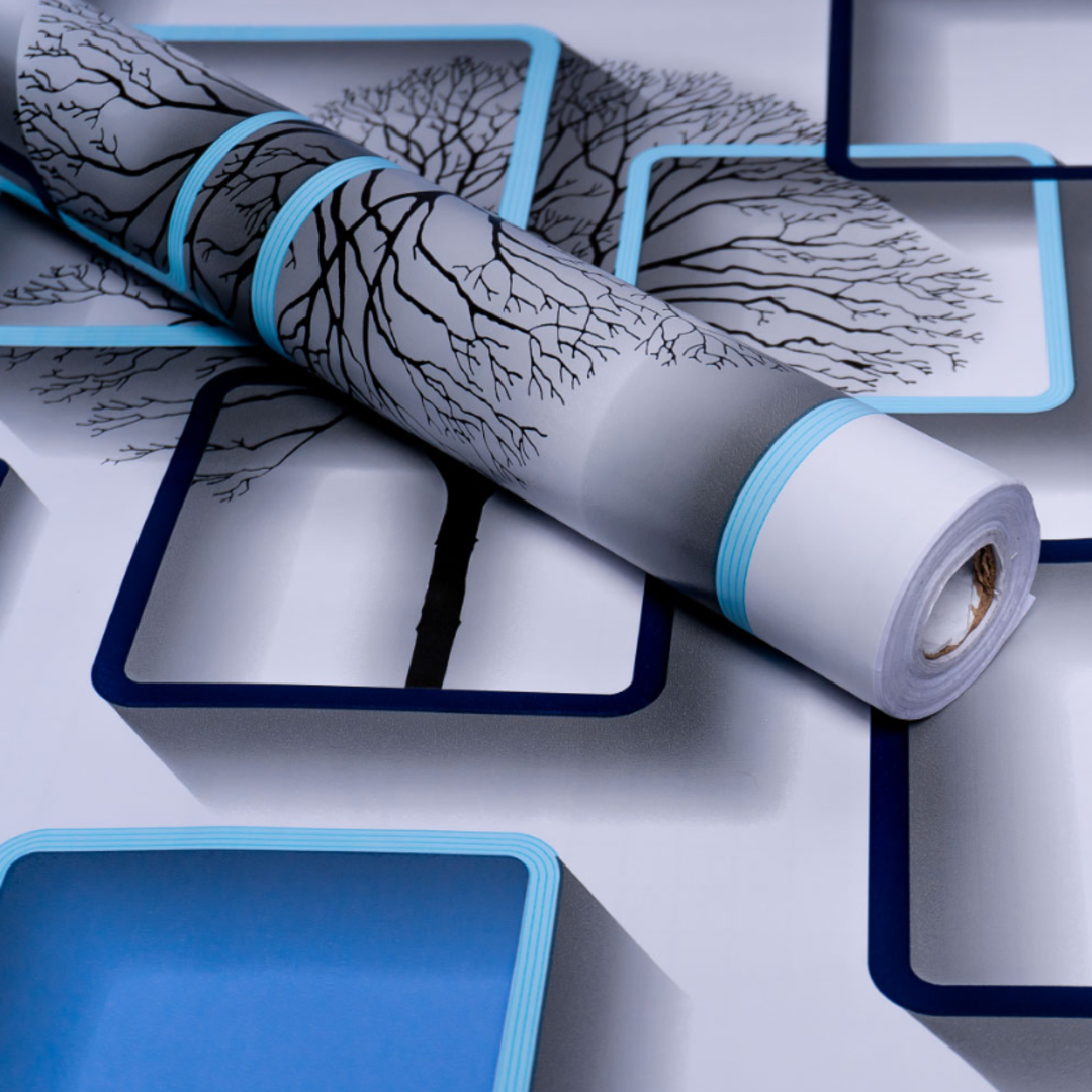 Rollo Papel Tapiz Vinil Adherible para pared azul